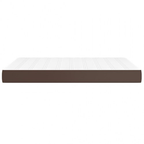 Springmadras med pocketfjedre - medium 140×190×20 cm, kunstlæder brun