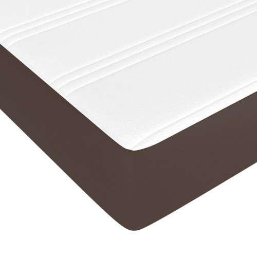 Springmadras med pocketfjedre - medium 140×190×20 cm, kunstlæder brun