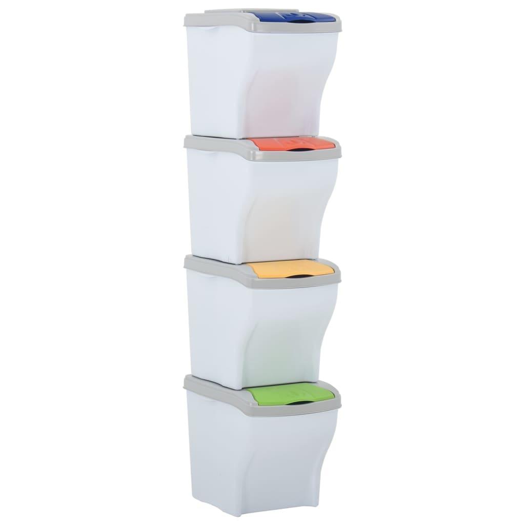 Stabelbare skraldespande 4 stk. 80 l hvid