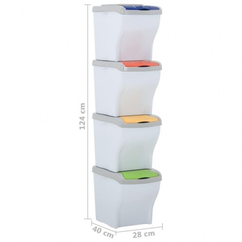 Stabelbare skraldespande 4 stk. 80 l hvid