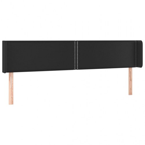 Sengegavl med LED-lys i kunstlæder - sort 183 x 16 x 78/88 cm