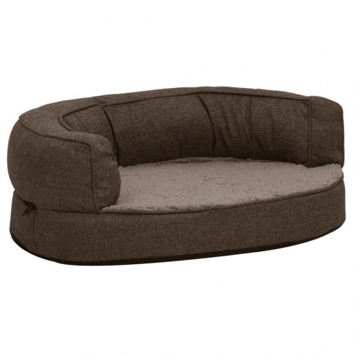 Ergonomisk hundeseng 60x42 cm hør-look fleece brun