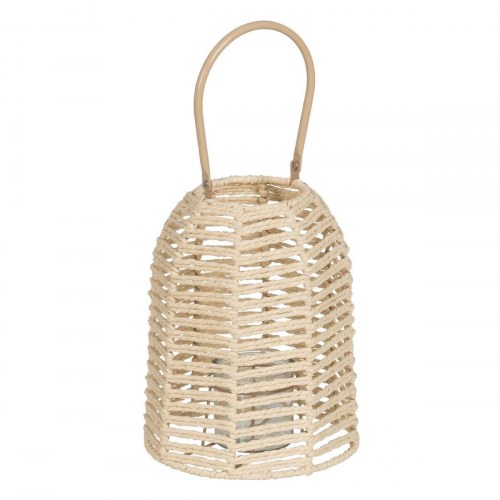Laantarn Lyseholder Laantarn Flødefarvet Metal Papir Krystal 20,5 x 20,5 x 25,5 cm