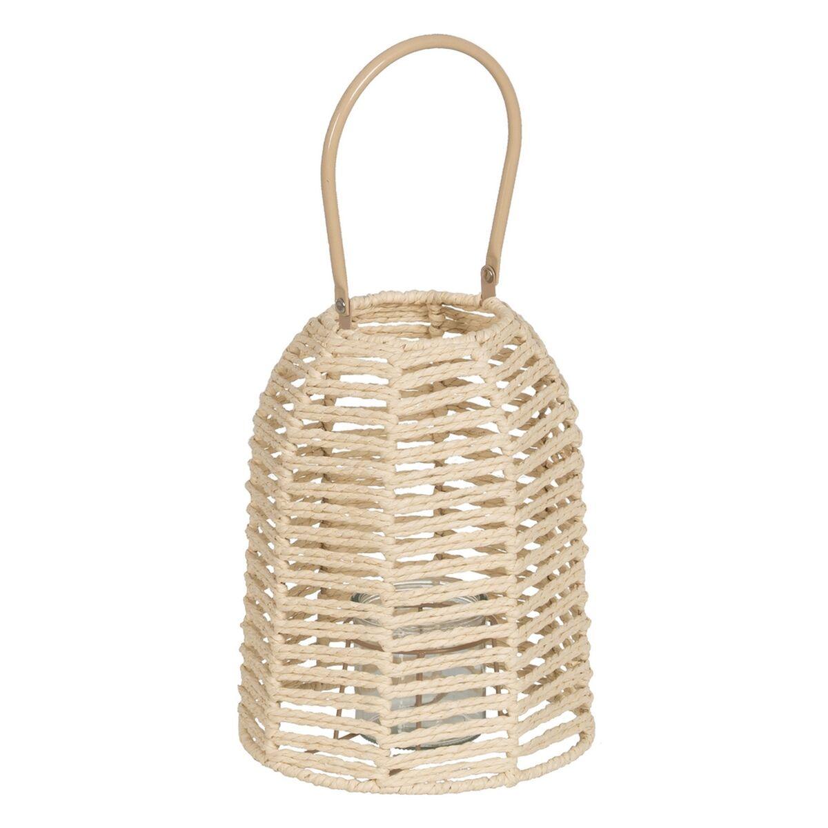 Laantarn Lyseholder Laantarn Flødefarvet Metal Papir Krystal 20,5 x 20,5 x 25,5 cm