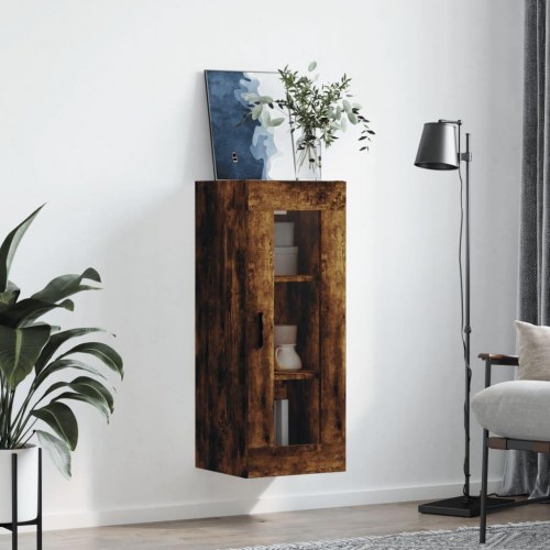 Vægskab med glasdør 34,5 x 34 x 90 cm - røget egetræsfarve