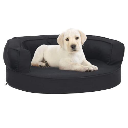 Ergonomisk hundeseng 60x42 cm hør-look sort