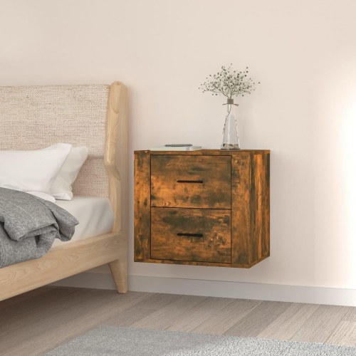 Væghængt sengebord 50×36×47 cm - røget egetræsfarve