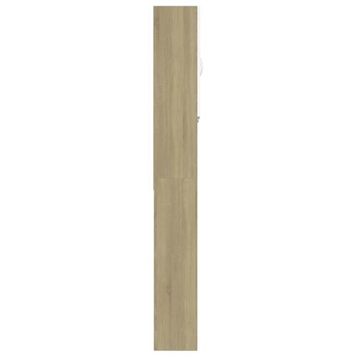 Vaskemaskineskab 64x25,5x190 cm spånplade hvid og sonoma-eg
