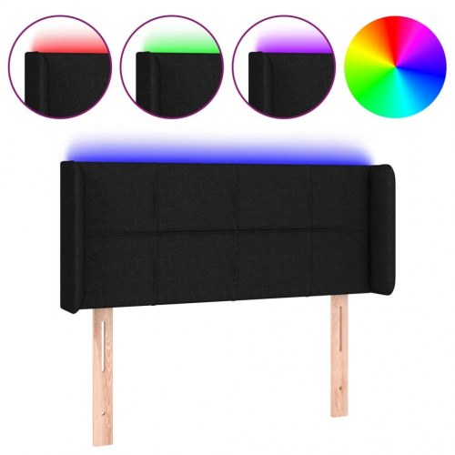 Sengegavl med LED-lys - sort, 103 x 16 x 78/88 cm