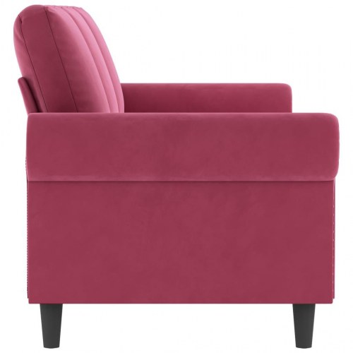 3-personers sofa i fløjl - vinrød, sædebredde 180 cm