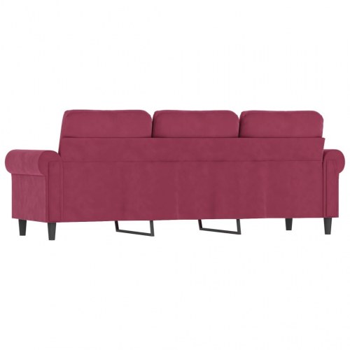 3-personers sofa i fløjl - vinrød, sædebredde 180 cm