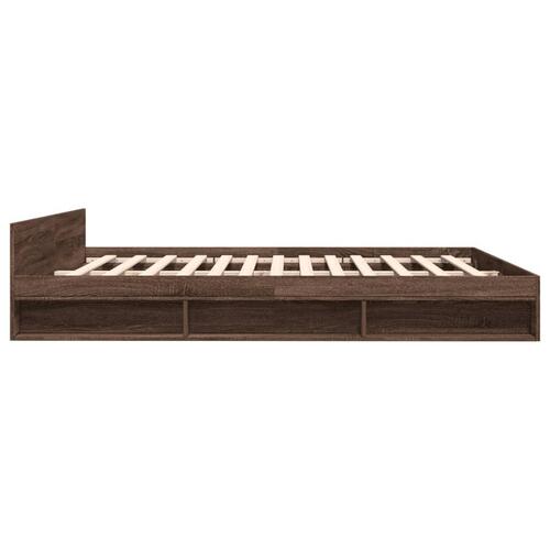 Sengeramme med skuffer 180x200 cm konstrueret træ brunt eg