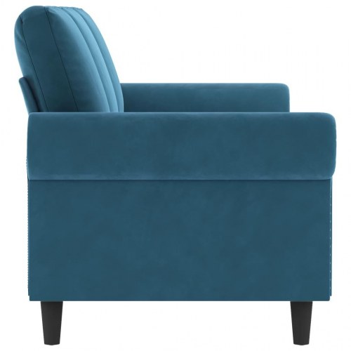 3-personers sofa i velour - blå, sædebredde 180 cm