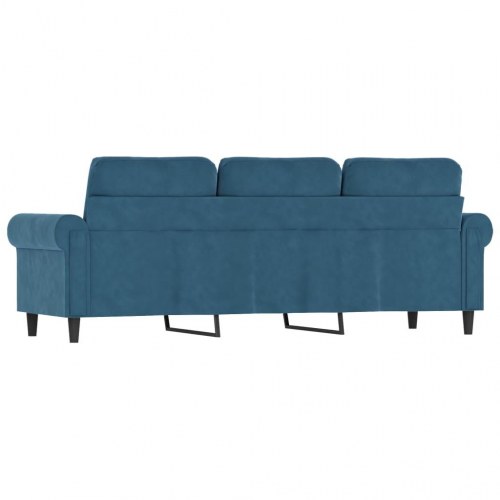 3-personers sofa i velour - blå, sædebredde 180 cm