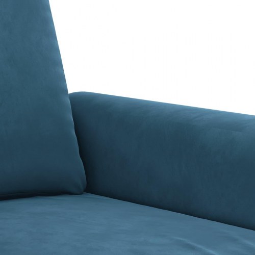 3-personers sofa i velour - blå, sædebredde 180 cm
