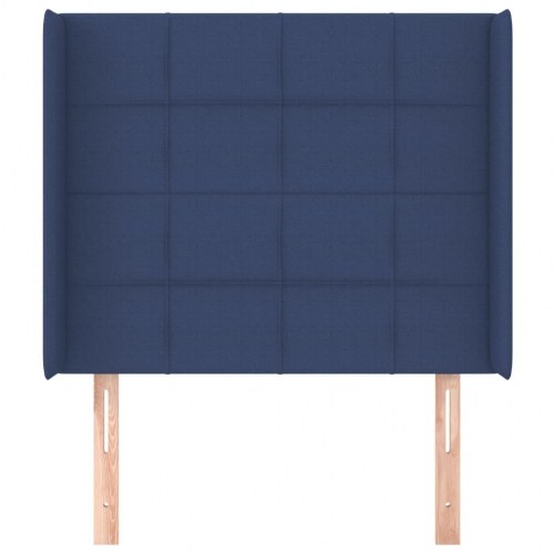 Sengegavl med kanter 93 x 16 x 118/128 cm stof blå