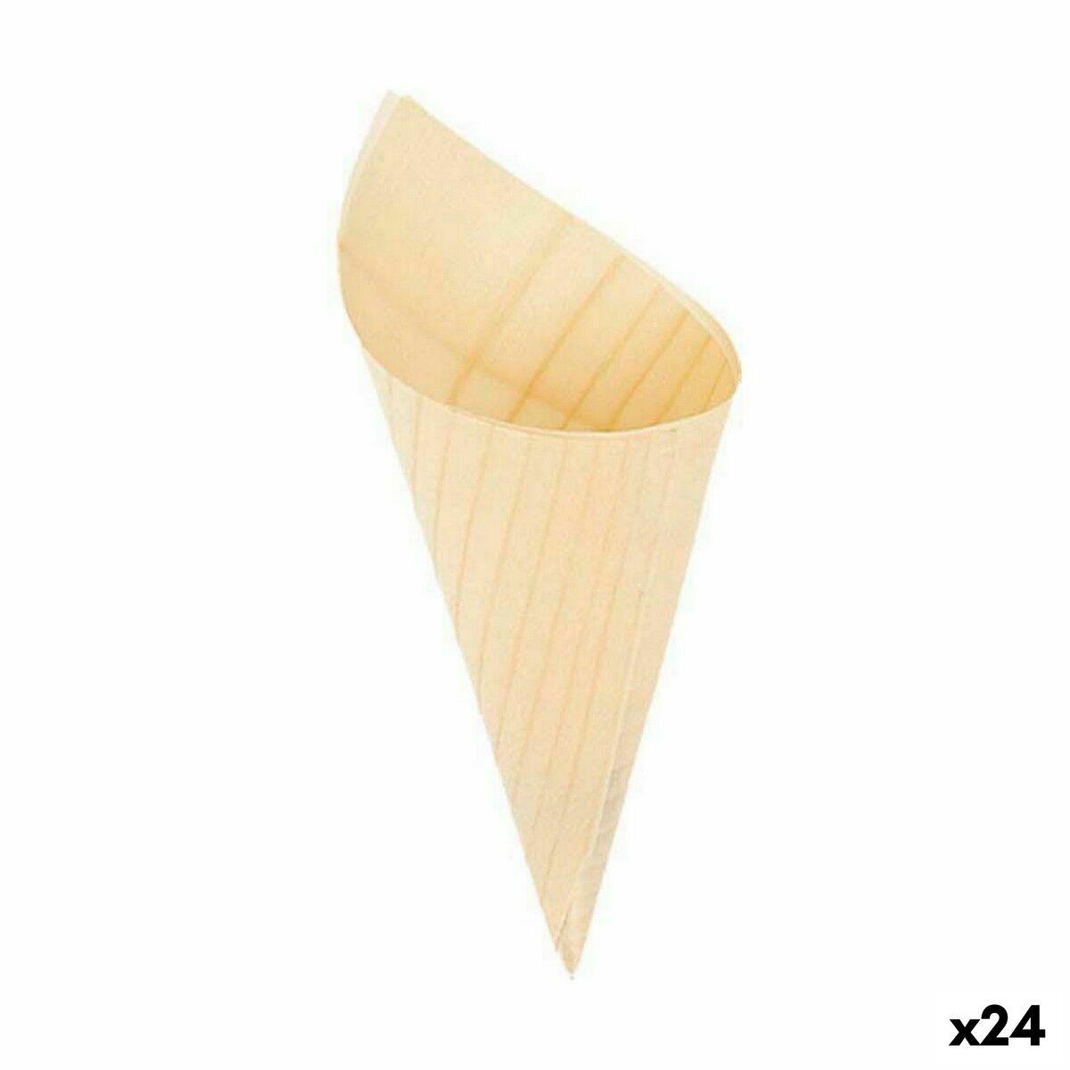 Algon skålsæt - kegleformede engangsskåle i træ, 24 cm, 5 dele (24 enheder)