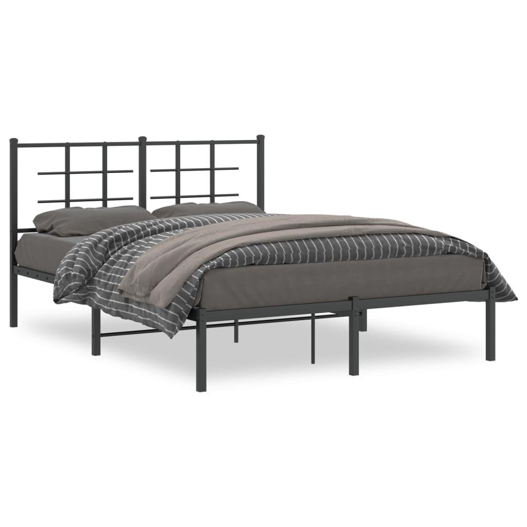 Sengeramme med sengegavl 135x190 cm metal sort