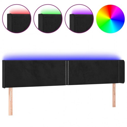 Sengegavl med LED-lys i fløjl 203 x 16 x 78/88 cm - sort