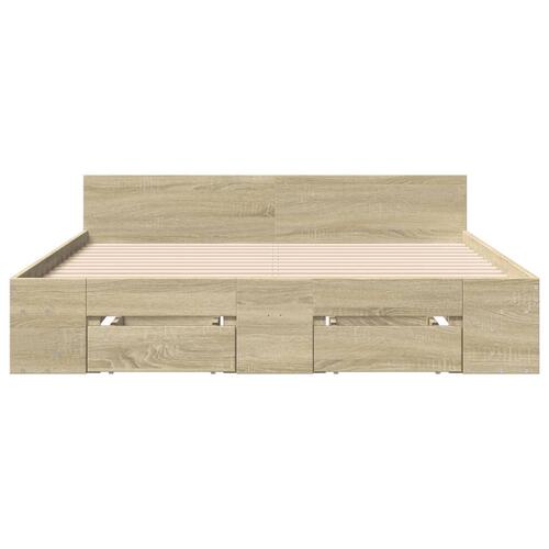 Sengeramme med skuffer 140x200 cm konstrueret træ sonoma-eg