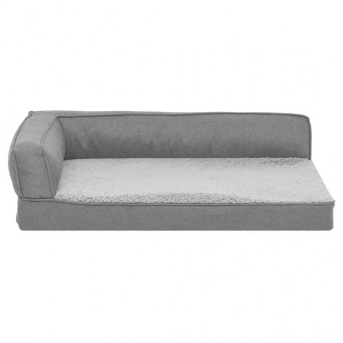 Ergonomisk hundeseng 60x42 cm hør-look fleece grå