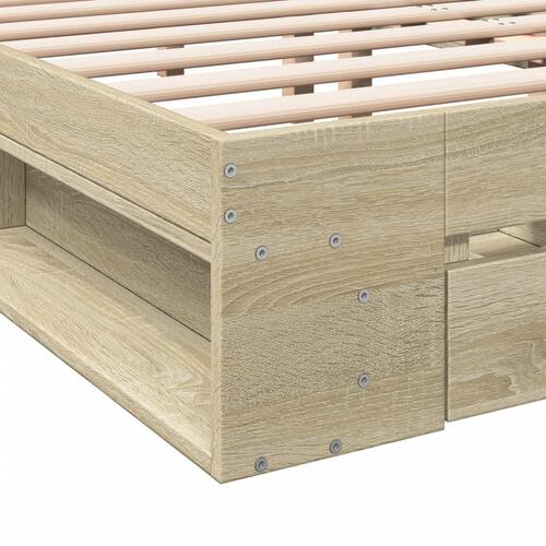 Sengeramme med skuffer 140x200 cm konstrueret træ sonoma-eg