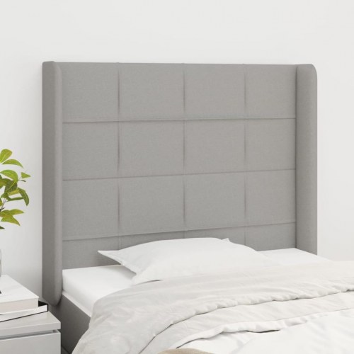 Sengegavl med kanter 103 x 16 x 118/128 cm stof - lysegrå
