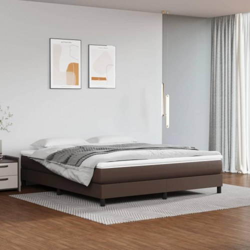 Springmadras med pocketfjedre 160x200x20 cm kunstlæder brun
