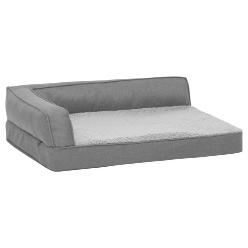Ergonomisk hundeseng 75x53 cm hør-look fleece grå