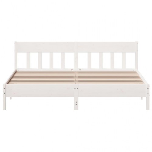 Sengeramme uden madras 200 x 200 cm i massivt fyrretræ - hvid
