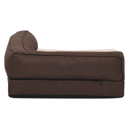 Ergonomisk hundeseng 75x53 cm hør-look fleece brun