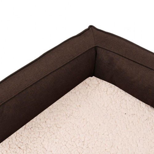 Ergonomisk hundeseng 75x53 cm hør-look fleece brun