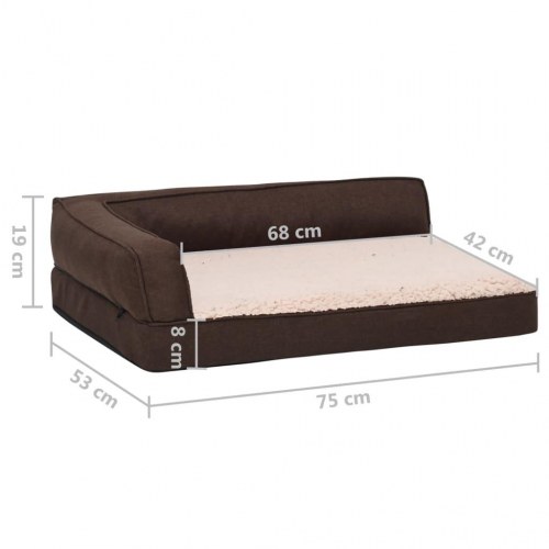 Ergonomisk hundeseng 75x53 cm hør-look fleece brun