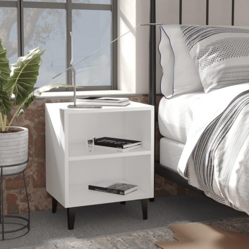 Sengeborde 2 stk. med metalben - hvid 40 x 30 x 50 cm