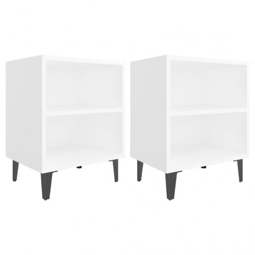 Sengeborde 2 stk. med metalben - hvid 40 x 30 x 50 cm