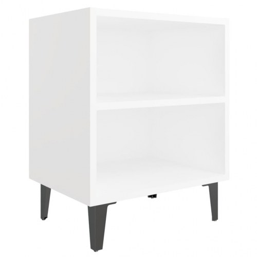Sengeborde 2 stk. med metalben - hvid 40 x 30 x 50 cm