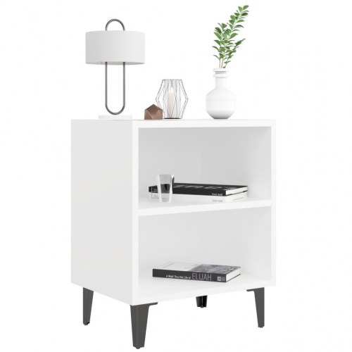 Sengeborde 2 stk. med metalben - hvid 40 x 30 x 50 cm