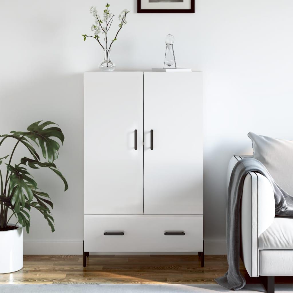 Skab 69,5X31X115 Cm Konstrueret Træ Røget Sonoma-Eg - Hvid højglans