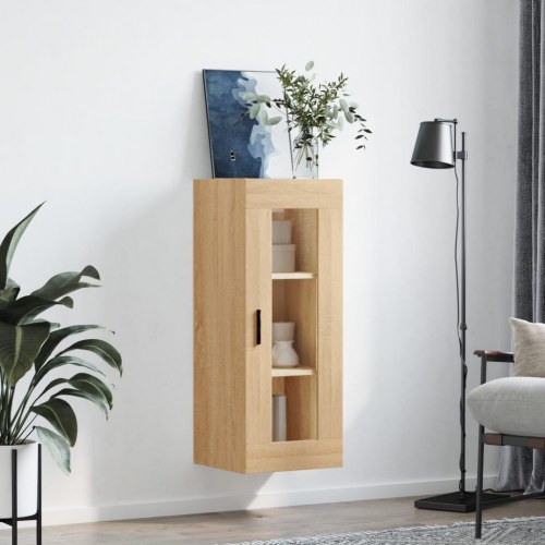 Vægskab med glasdør 34,5 x 34 x 90 cm - sonoma-eg