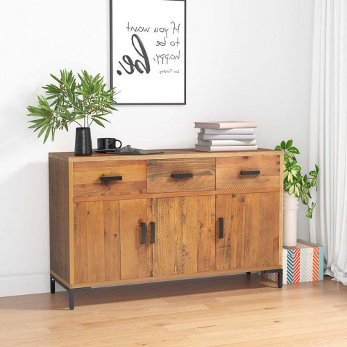 Skænk 110×35×70 cm - massivt genanvendt fyrretræ, brun
