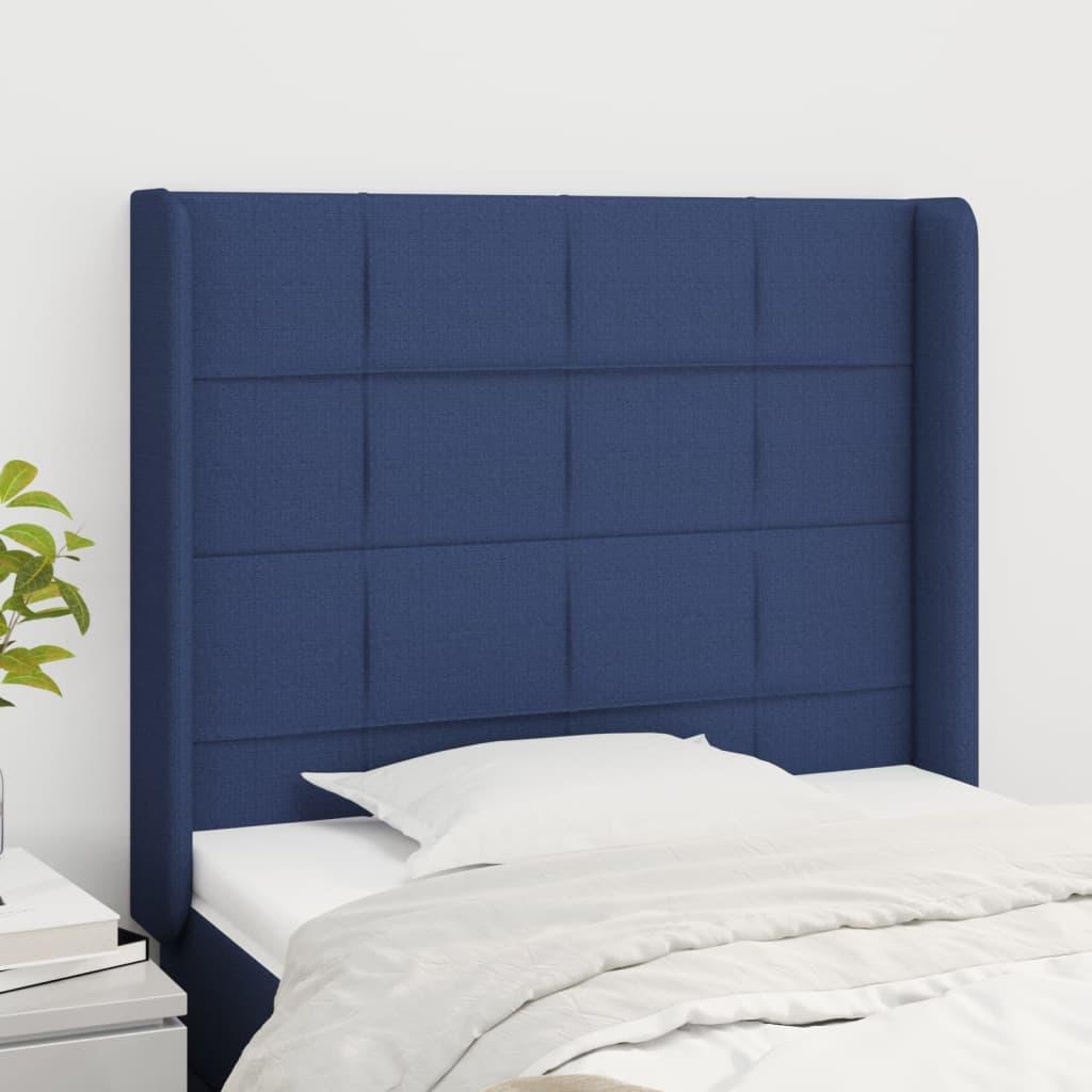 Sengegavl Med Kanter 83X16X78/128 Cm Stof - Blå / 103 x 16 x 118/128 cm