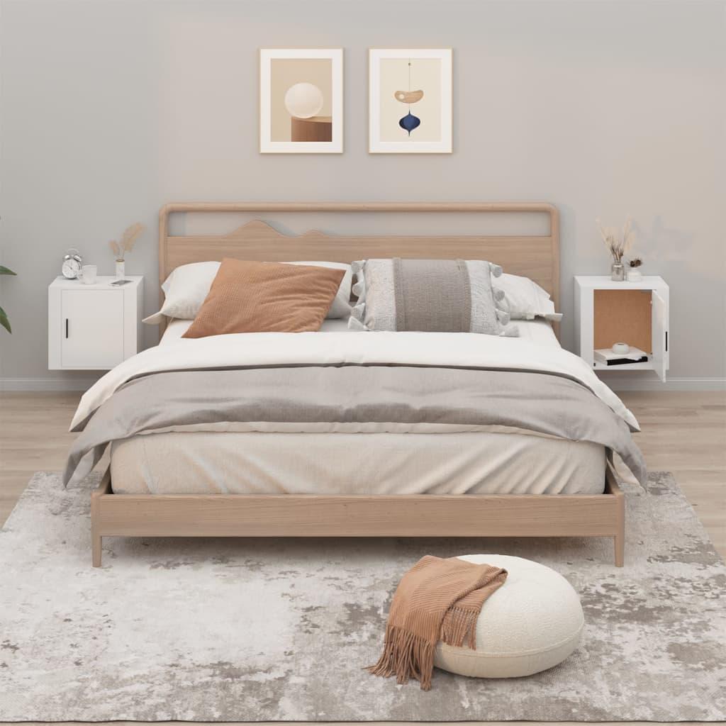 Væghængte sengeborde 2 stk. 50x30x47 cm hvid billede