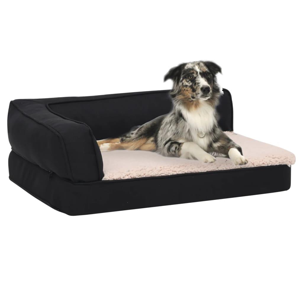 Ergonomisk hundeseng 75x53 cm hør-look fleece sort