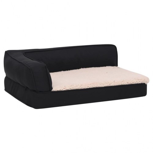 Ergonomisk hundeseng 75x53 cm hør-look fleece sort