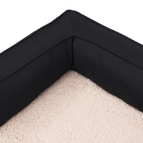 Ergonomisk hundeseng 75x53 cm hør-look fleece sort