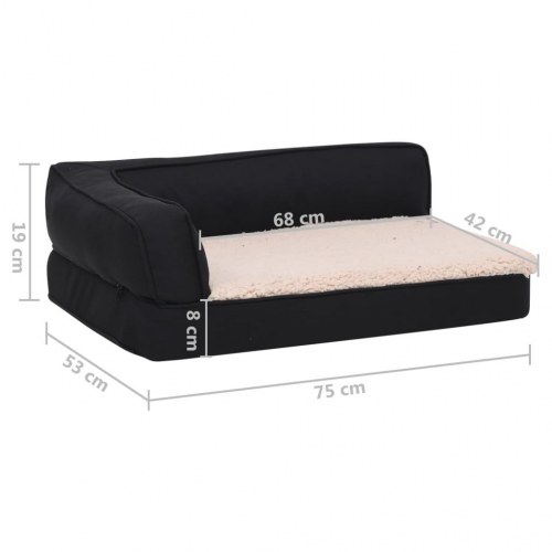 Ergonomisk hundeseng 75x53 cm hør-look fleece sort
