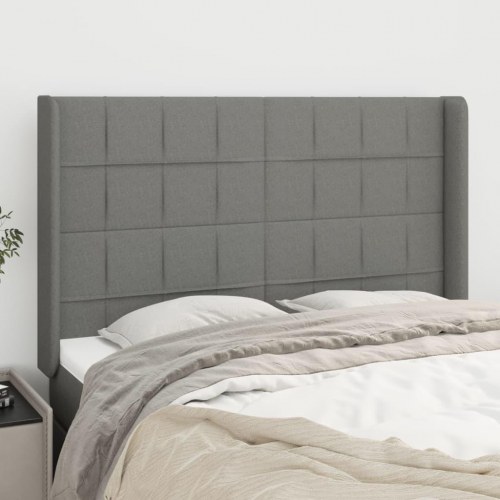 Sengegavl med kanter 147 x 16 x 118/128 cm - mørkegrå