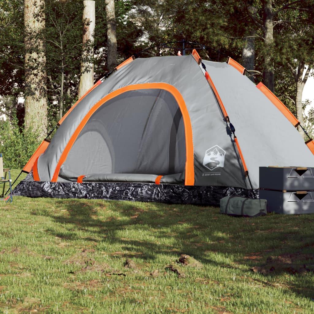 5 Personers Campingtelt Vandafvisende Quick Release Grå Og Orange