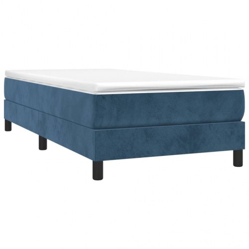 Boxspring sengeramme i fløjl - mørkeblå 100 x 200 cm