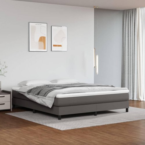 Springmadras med pocketfjedre - medium 180×200×20 cm, kunstlæder grå